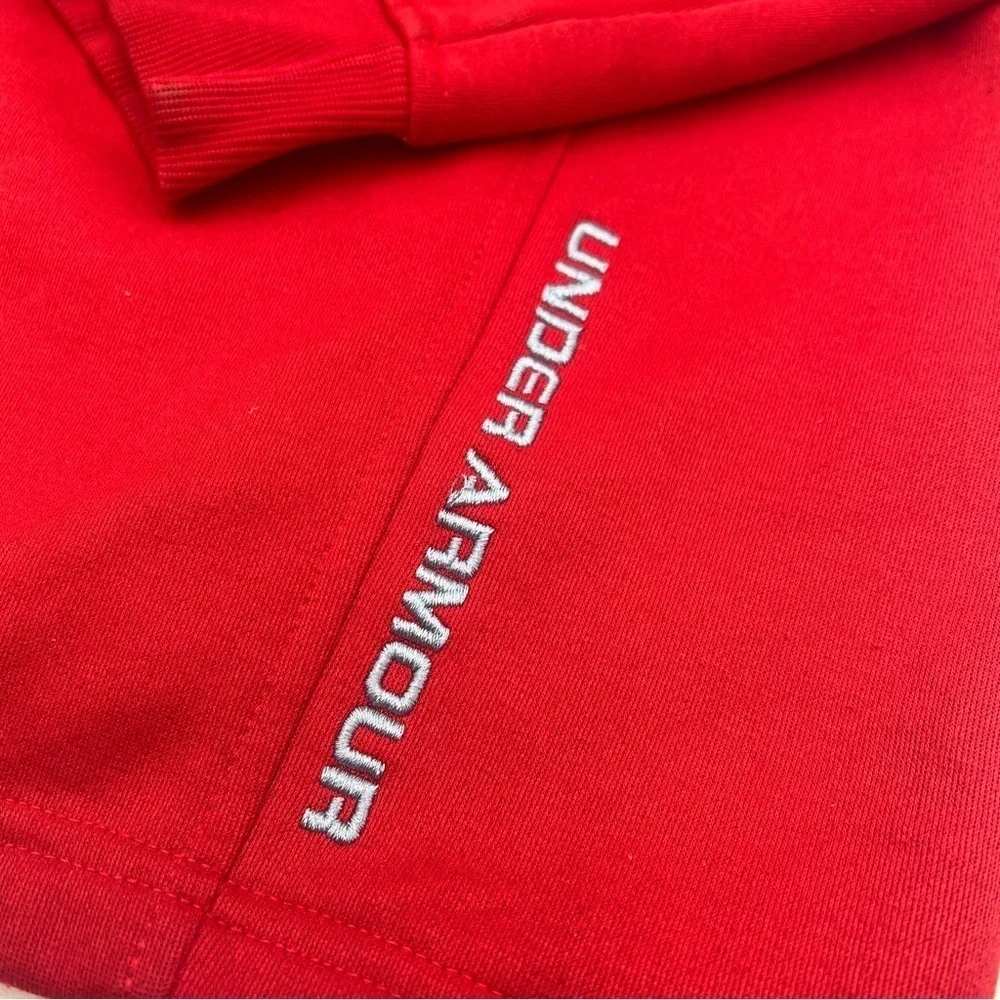Under‎ Armour UA Full Zip Jacket Men’s L Red Loose Fit with Fleece **STAINS